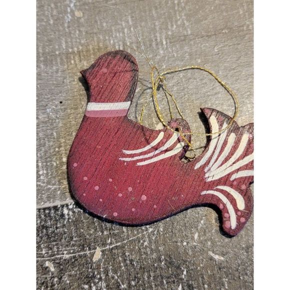 Wooden red bird ornament Xmas decor - Picture 2 of 4